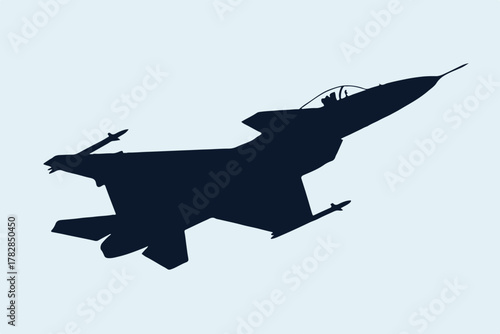 jet modern fighter aircraft silhouette with missiles cockpit vector