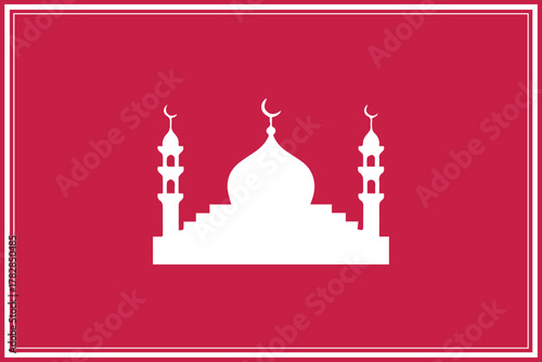 mosque symmetrical mosque icon dome minarets crescent vector design