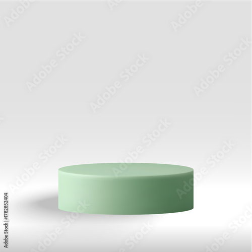 A stage with a cylindrical stand in mint color and a neutral background. Eps 10