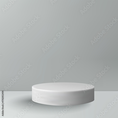 An elegant gray-blue empty podium for product demonstration on a gray background. Eps 10