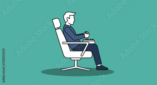 Man seated in a gaming chair controlling a flight simulator silhouette