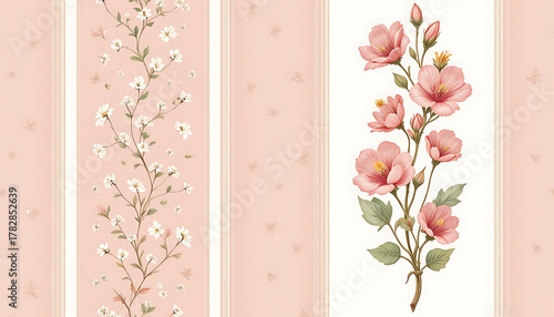 Elegant Pink and White Floral Pattern Wallpaper.