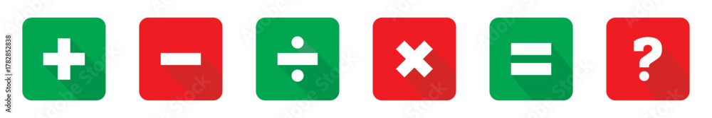 Obraz premium Basic math symbols set: plus, minus, multiplication, division