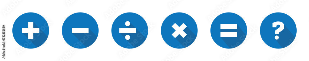 Fototapeta premium plus, minus, multiply, division, equal sign math symbol icon illustration