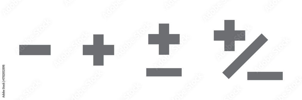 Fototapeta premium Set of math icons featuring colorful circles with arithmetic symbols. Addition, subtraction, multiplication, and division signs vector illustration.