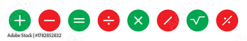 Basic math symbols set: plus, minus, multiplication, division