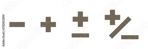 Set of math icons featuring colorful circles with arithmetic symbols. Addition, subtraction, multiplication, and division signs vector illustration.