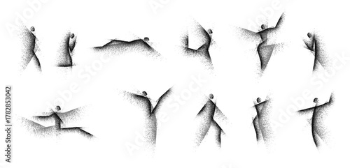 Dancer girl silhouette, abstract woman dance and jump. Splash street art of people shape. Vector grunge paint of human sport, black ink brush spray. Female music movement, young ballet freedom energy