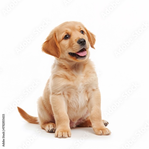 golden retriever puppy on white