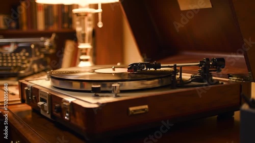 old gramophone with vinyl records