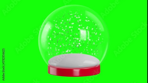 isolated animated snow globe on green screen