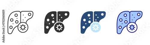 Hepatitis Icon Set. Designed In Multi Style