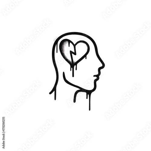 Distressed mind with broken heart, concept for emotional pain and mental health issues, expressing vulnerability and sadness
