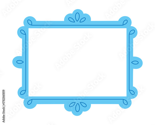Simple ornate blue frame flat illustration isolated vector