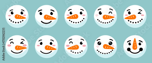 Christmas  snowman face clip art vector graphic illustration
