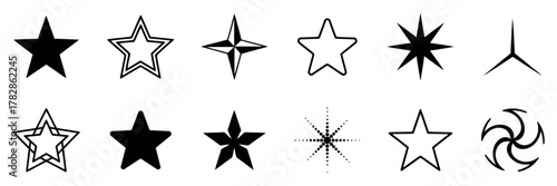 Star vector icons. Set of star symbols isolated.