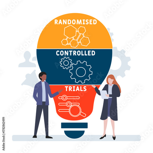 RCT – Randomised Controlled Trials acronym. business concept background. vector illustration concept with keywords and icons. lettering illustration with icons for web banner, flyer, landing
