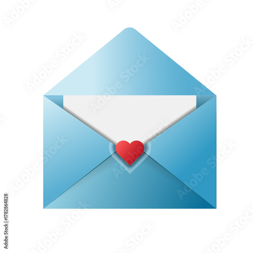love letter inside an envelope with a small heart.