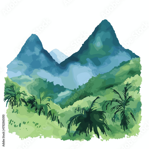 Andes Mountains. Andes Mountains hand drawn watercolor illustration