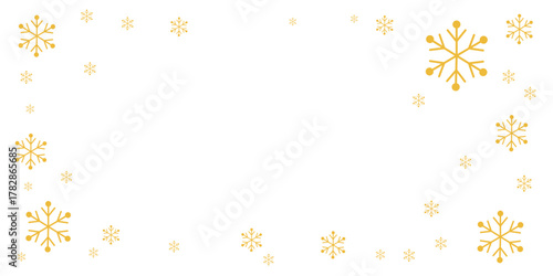 White background with yellow snowflake border design, evenly spaced around the edges. Ideal for festive greeting cards, winter invitations, seasonal frames, and holiday-themed layouts.