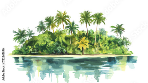 Ile Royale. Ile Royale hand drawn watercolor illustration