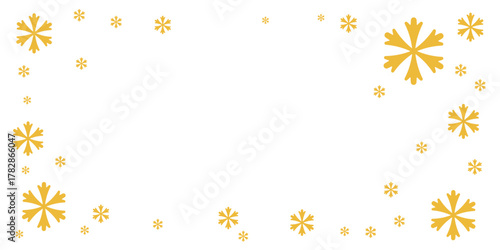 White background with yellow snowflake border design, evenly spaced around the edges. Ideal for festive greeting cards, winter invitations, seasonal frames, and holiday-themed layouts.