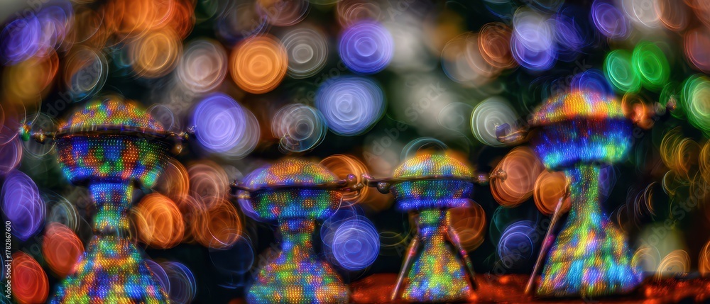 Fototapeta premium Vibrant lights elevate New Year citharas
