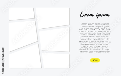 Comic style photo collage layout in a 1:1 aspect ratio offering shadow effect and text placement