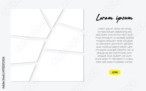 Comic style photo collage setup in a 1:1 aspect ratio with shadow effect and dedicated text placement