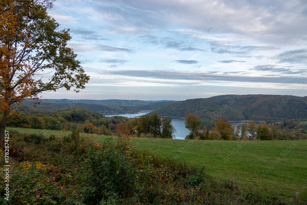Obraz premium autumn landscape in the village, Woffelsbach, Simmerath, Germany