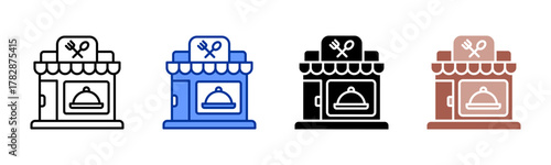 Restaurant Building icon sheet multiple style collection