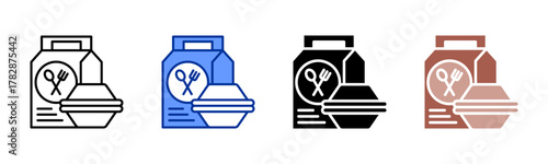 Food Packaging icon sheet multiple style collection