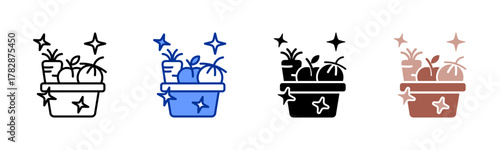 Fresh Ingredients icon sheet multiple style collection