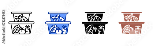 Food Storage icon sheet multiple style collection