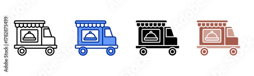 Food Truck icon sheet multiple style collection