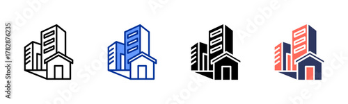 House Building icon sheet multiple style collection