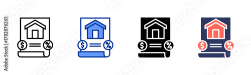 Mortgage Loan icon sheet multiple style collection