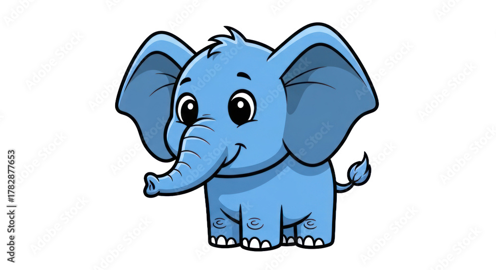 Obraz premium Cartoon blue elephant illustration with large ears and a smiling expression