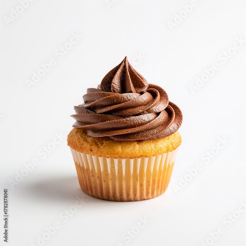 chocolate cupcake on white background