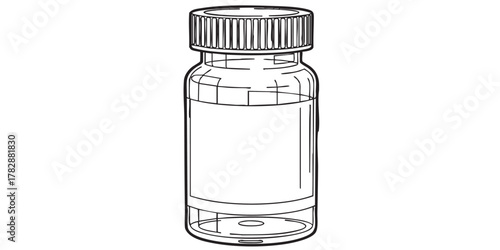 Medicine bottle outline icon vector