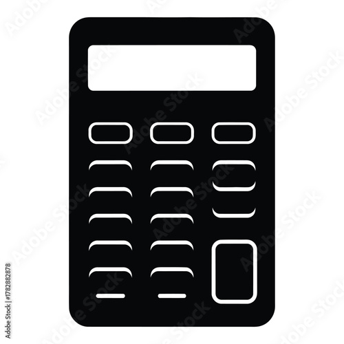 Black and White Calculator Icon Illustration for Business or Math Concepts
