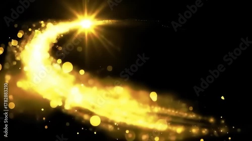 Golden Comet Trail - A Sparkling Journey Through the Cosmos.