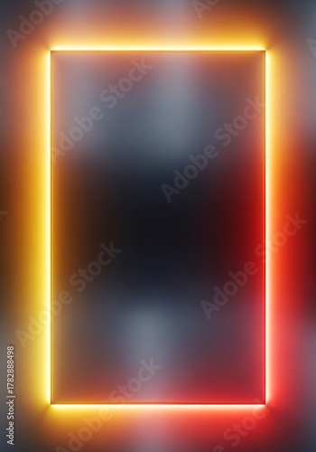 Illuminated frame on blurred background with vibrant color transition