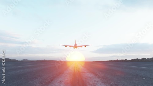 3840x2160 Ultra HD. The plane flies in the blue sky. travel. Airplane takes off in the background of blue sky. 4K.