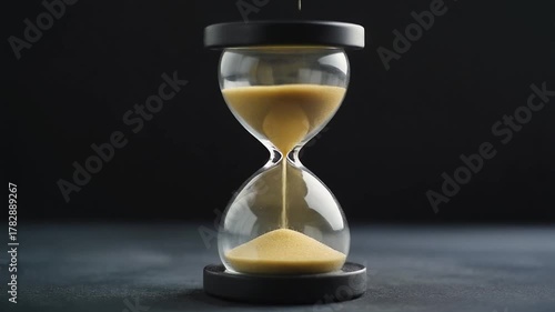 An hourglass with sand flowing through, symbolizing the passage of time and its relentless march forward