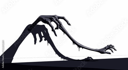 Eerie Black Hands Reaching Out from Darkness.