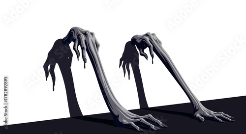 Creepy elongated monster hands reaching out from darkness.
