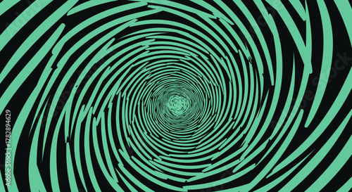 Hypnotic green and black spiral vortex illusion background.