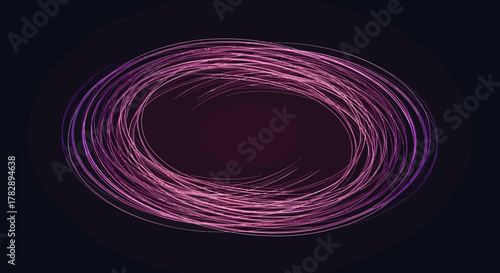 Abstract Circular Light Trails on Dark Background.