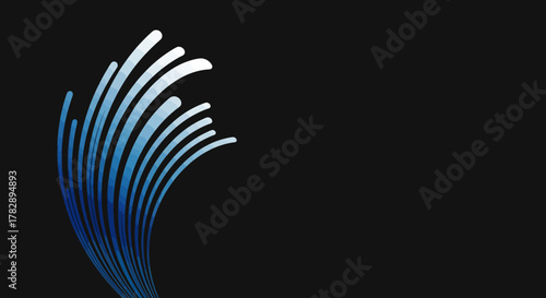 Abstract blue lines emanating from the left side of the image.